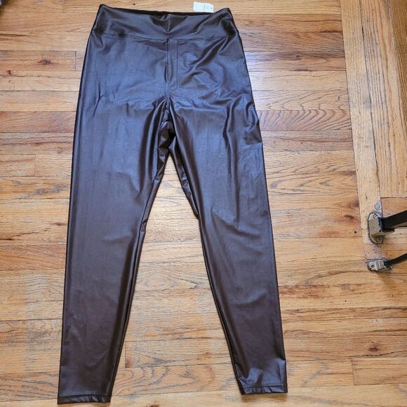 Nwt Aerie Offline Real Luxe Faux Leather High Waisted Leggings - Cocoa Size XL - Picture 2 of 14